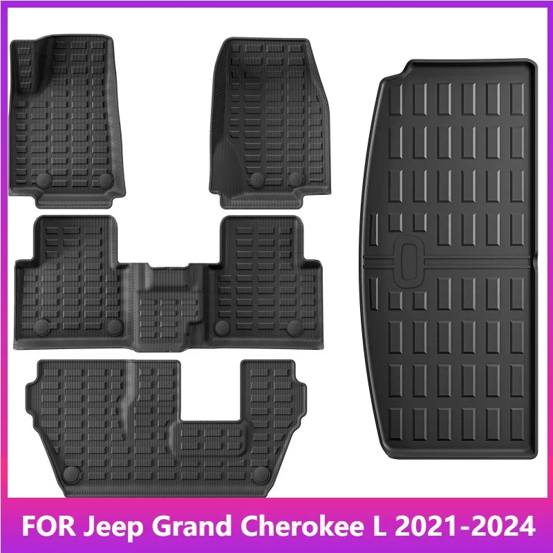 

Floor Mats For Jeep Grand Cherokee L (7Seat）2021-2024 TPE 3D Car Floor Mats Cargo Liner Trunk Pad Left Hand Drive