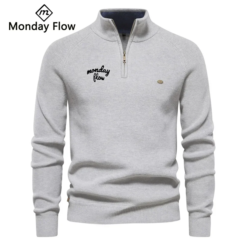 Monday Flow Autumn Golf Men\'s Outdoor Sports Versatile Cashmere Golf Sweater Comfortable Warm Golf Pullover Knitted Jackets