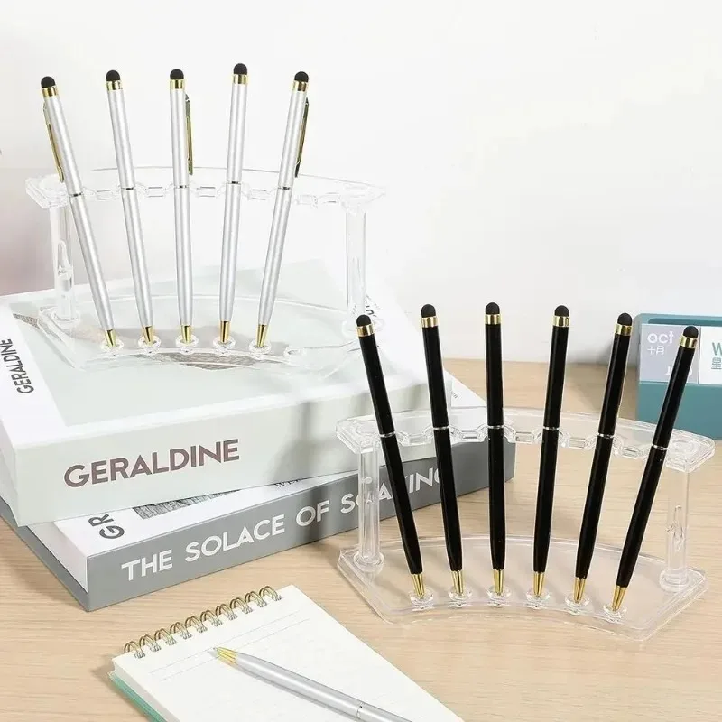 

Vertical 6-Slots Pen Holder Plastic Pen Display Stand Eyebrow Pen Stand Makeup Brush Rack Organizer..