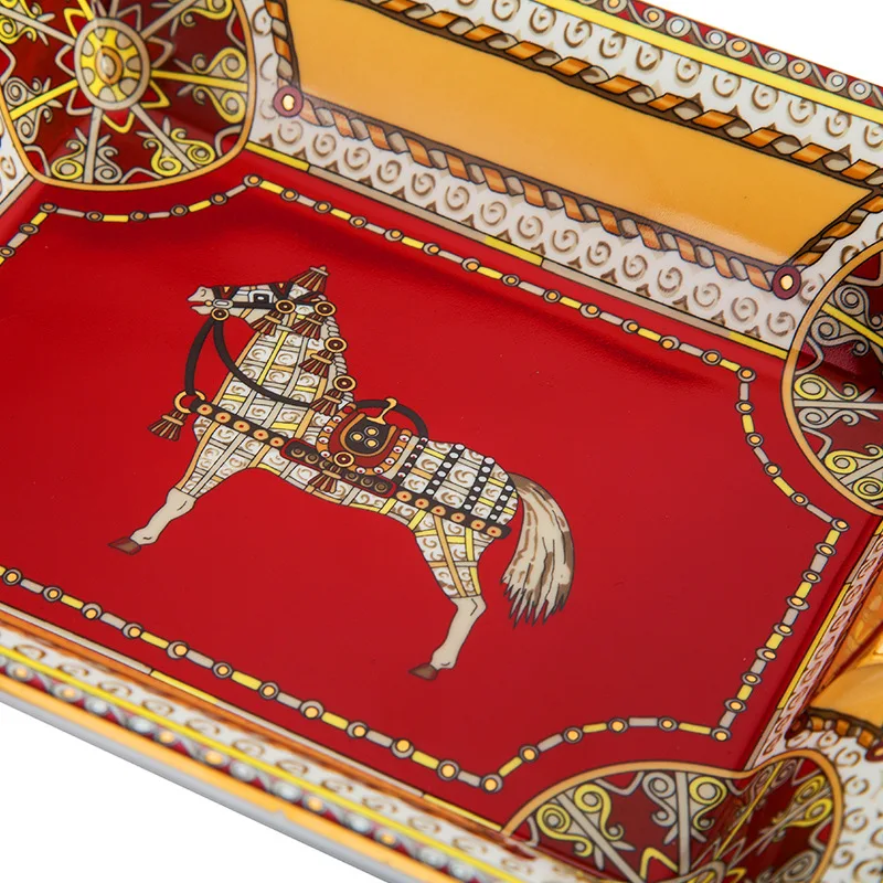 Cigar Ashtray Double Slot Bone Porcelain Ashtray War Horse European Cigar Ashtray Home Accessories  Ash Tray