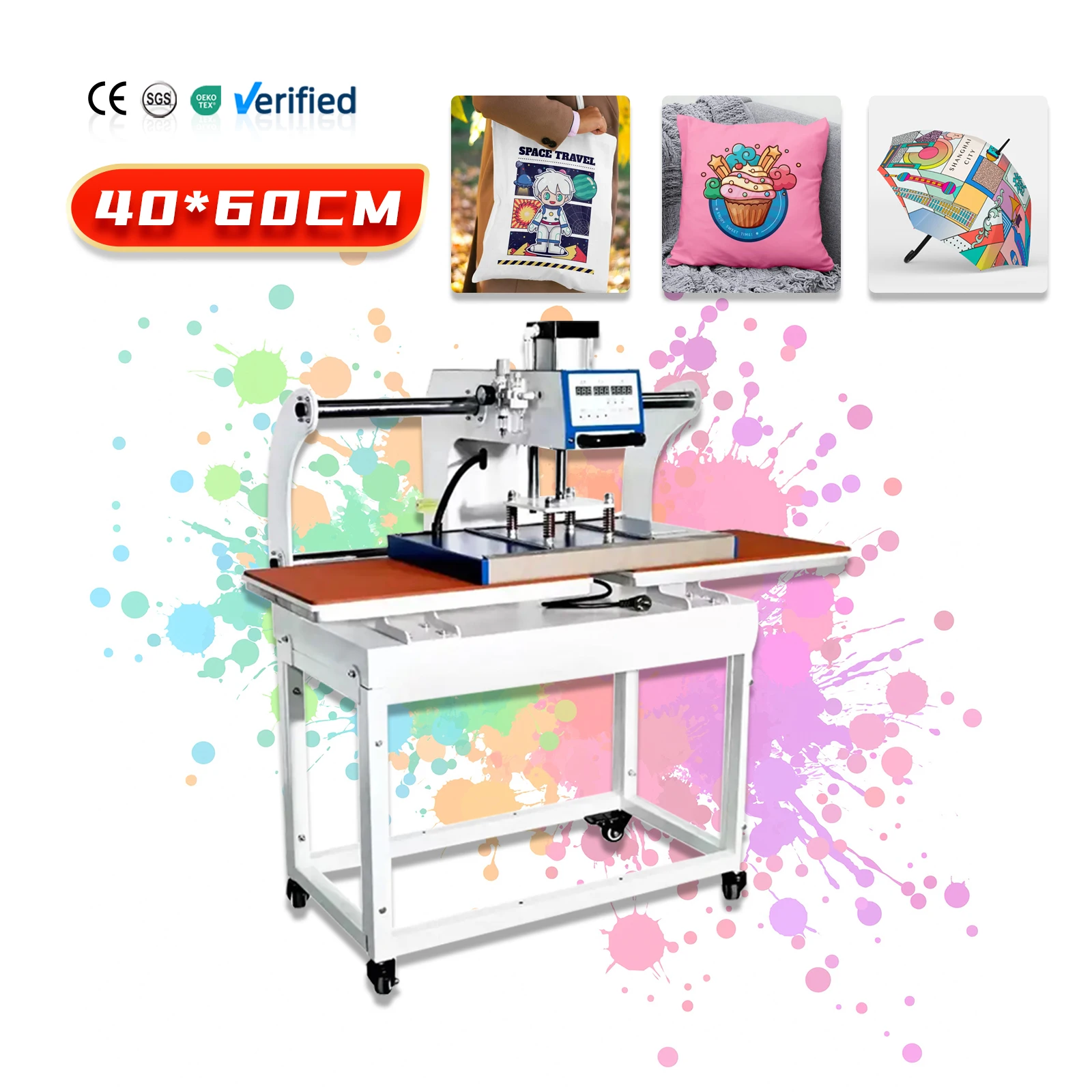 Hot Selling New 60 X 40 cm Pneumatic Dual Heating 24''x 16'' Semi-Automatic Flatbed Sublimation Heat Press Machine Electric