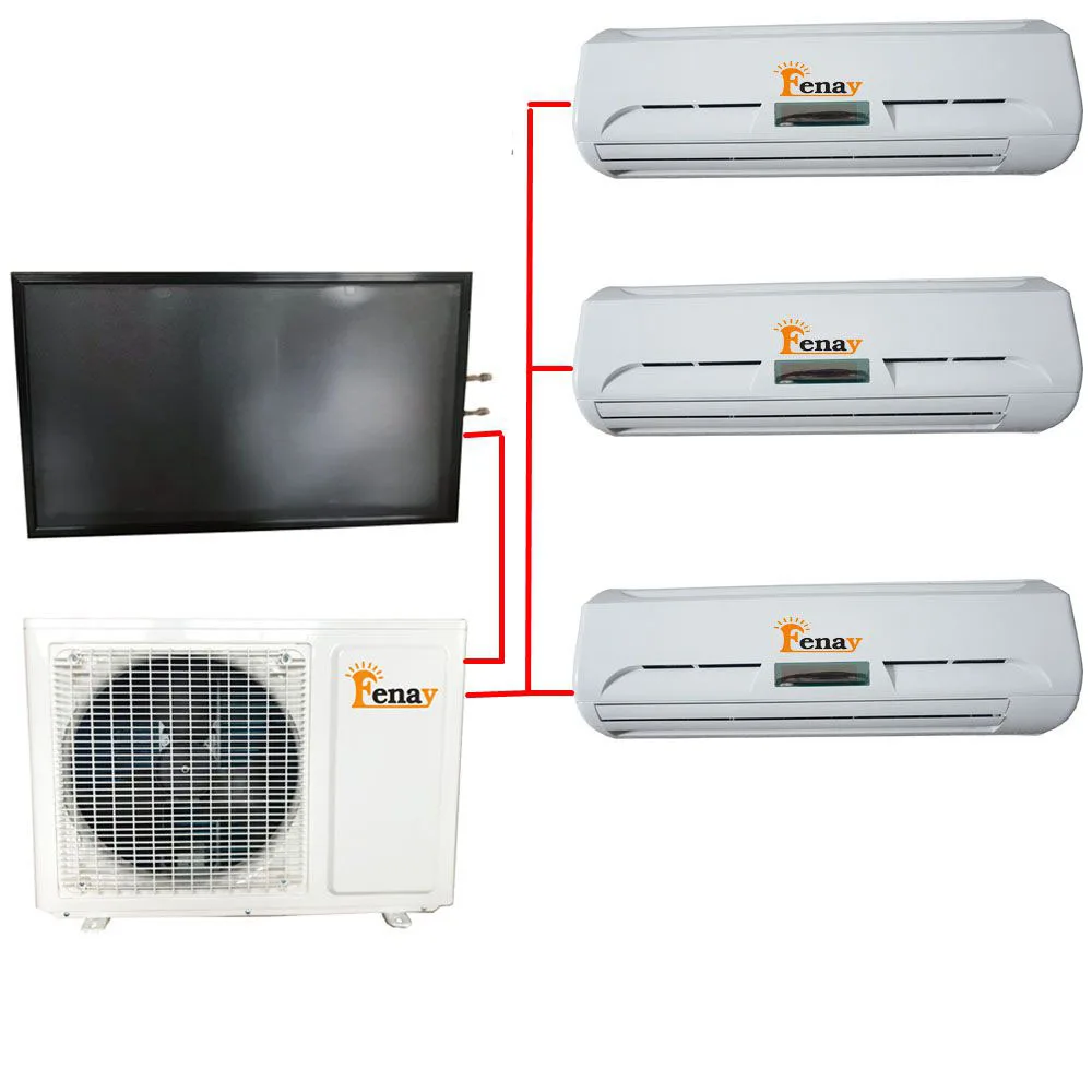 36000Btu 3-Zone Multi Split Thermal Hybrid Solar Vacuum Tube Air Conditioner with Inverter Compressor and R410a Refrigerant