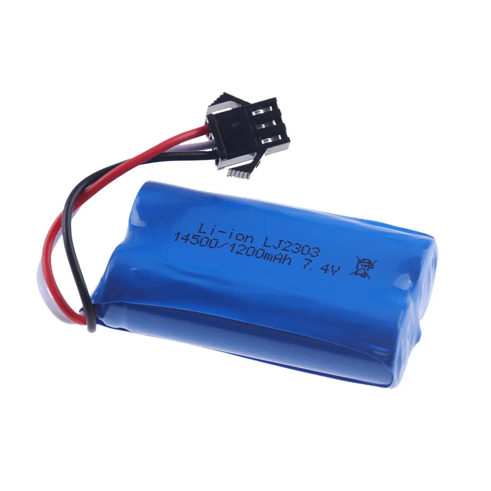 7.4V1200mAh SM-2P 3P  4P JST  Plug Battery  For EC16 DE85 RC Toy Car Model M416 Electric Gel Ball Blaster Spare Battery