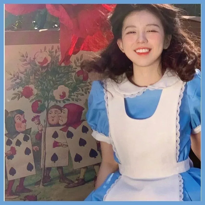 Adult Girl Blue Alice In Wonderland Halloween Costume For Adult  Party Lolita Maid Dress Cosplay Alice Wonderland Costume Girls