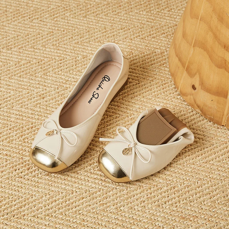 Flat shoes, simple ballet bow comfortable women's shoes for commuting driving, and traveling