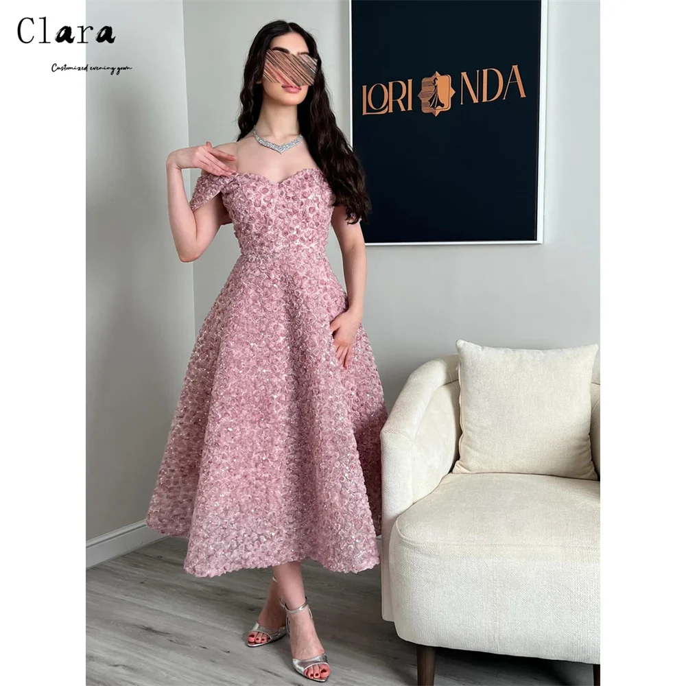 

Clara Custom A Line Flower Sweetheart Off the Shoulder Women's Evening Dress for Weddings Gala Dresses Elegant Evening Party