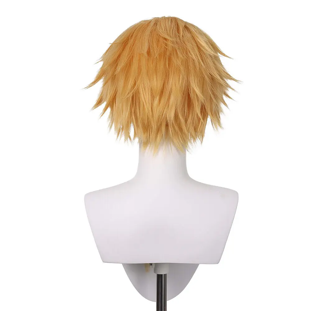 Denji Cosplay Wig 30cm Short Straight Blonde Men Synthetic Wigs