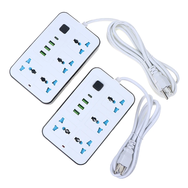 EU US Plug 2/3Pin Power Strip 1 TypeC 3 USB Port 4 Way AC Outlet 2/3/5M Extension Power Socket Charge Electrical Socket