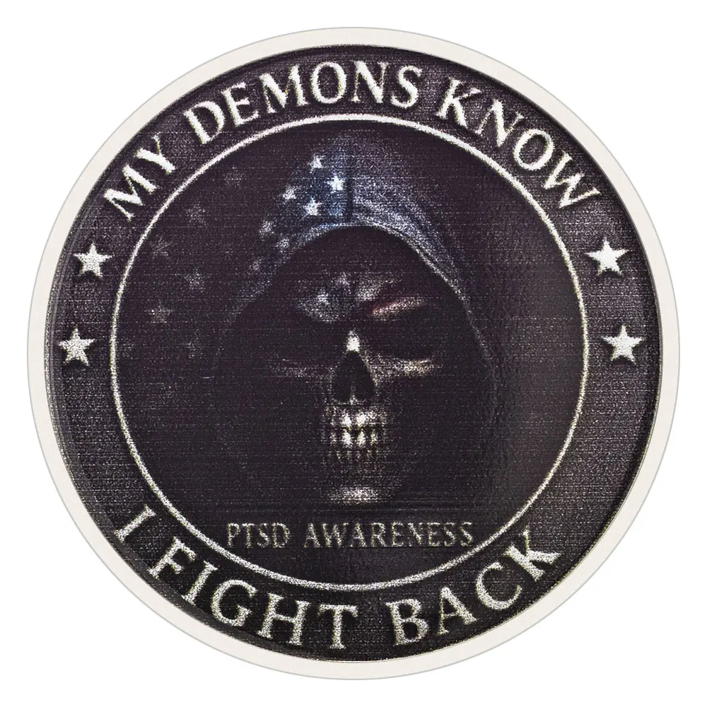 Awareness Veterans Ancient Printing Silvery Plated Challenge Coin My Demons Know I Fight Back Souvenir Coin