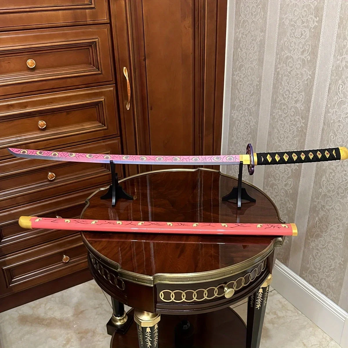 39.3인치 귀멸의 칼날 코쿠시보 나무 카타나 검 오리지널 사무라이 카타나 검 닌자 나이프 코스프레 소품 장난감