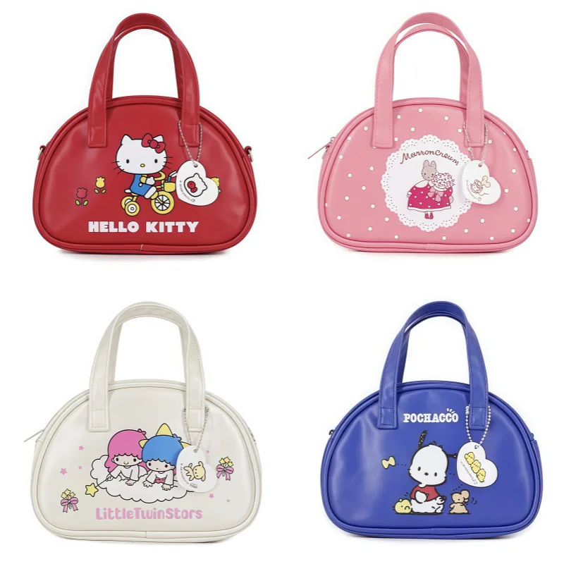 

Cute Cartoon Hello Kitty Handbag, Portable Shoulder Crossbody Bag, Versatile Tote Bag, Lipstick Earphone Storage Bag, PU Leather