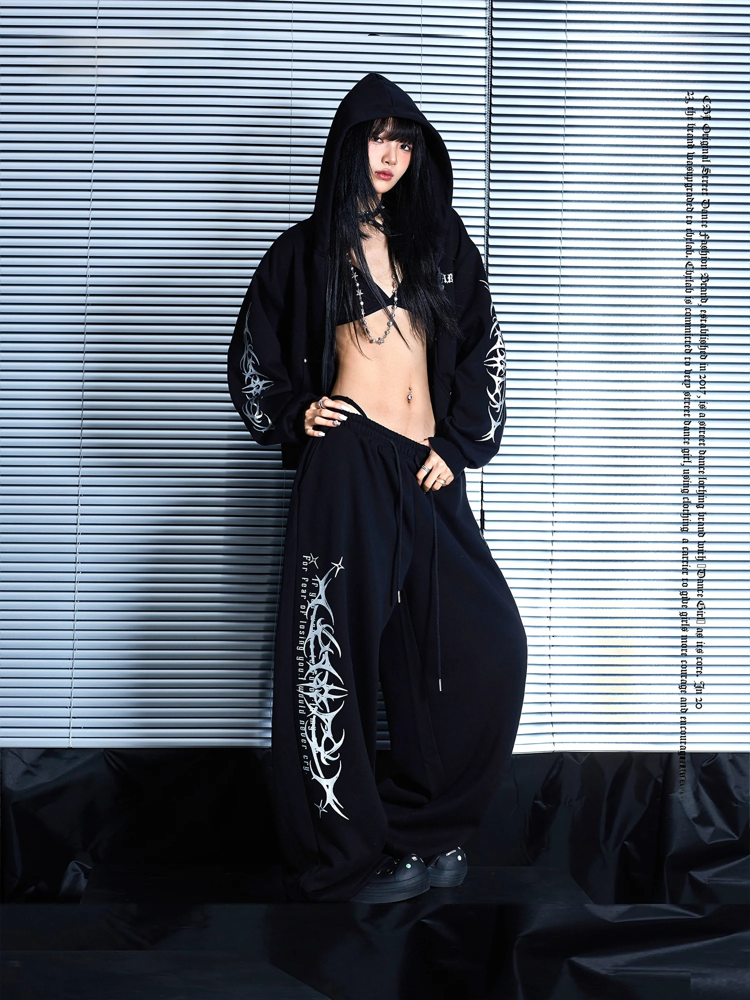 

CBXLAB Street Dance Trendy Bla Готическая крутая осенне-зимняя толстовка с капюшоном Jaet Spor Pants Set Long Sve на молнии из хлопка