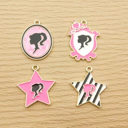 10pcs Enamel Cartoon Girl Charm for Jewelry Making Necklace Bracelet Earring Pendant Diy Supplies Zinc Alloy Gold Plated