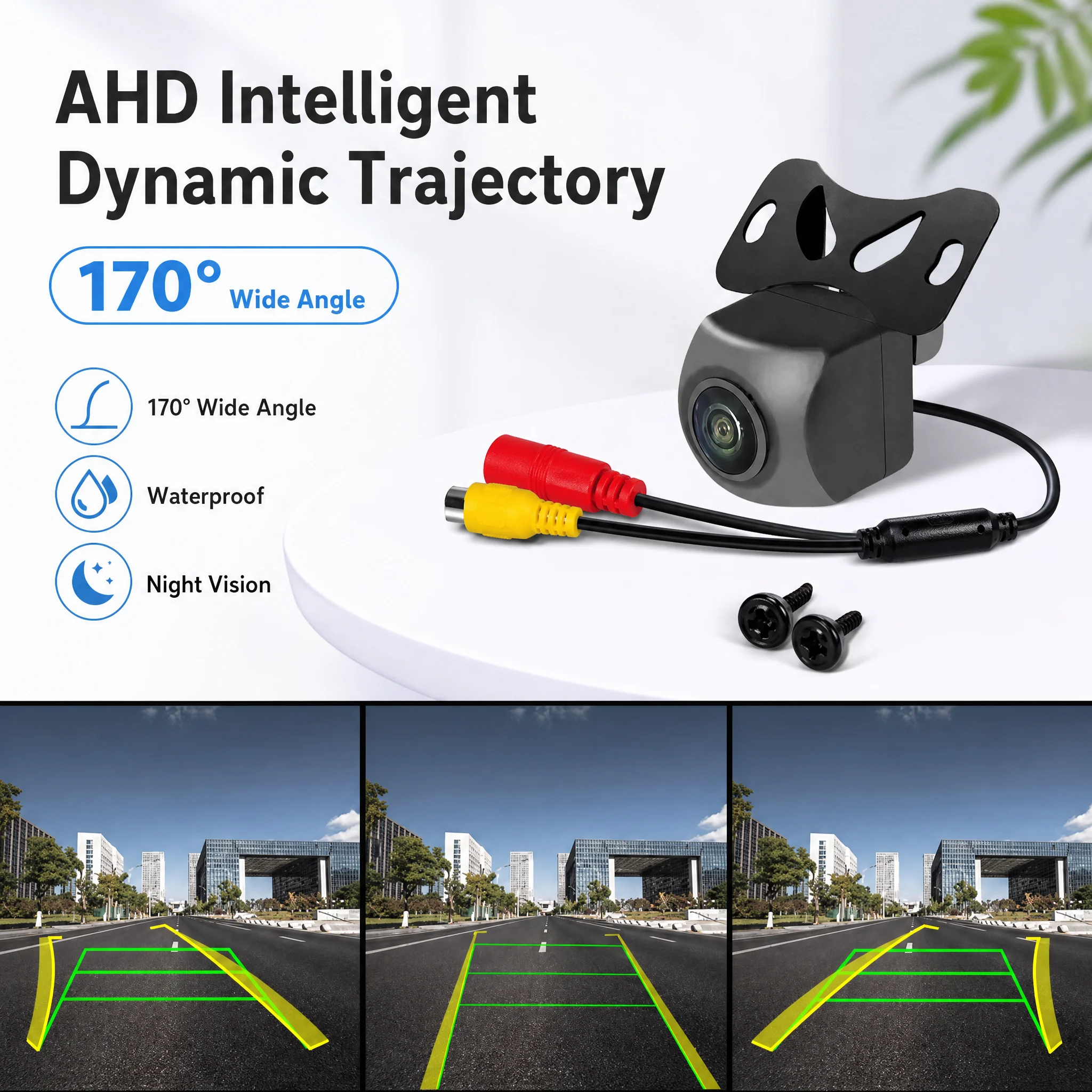 AHD CCD Universal Car Reversing Camera 170 Degree Fisheye HD Night Vision Waterproof Dynamic Trajectory