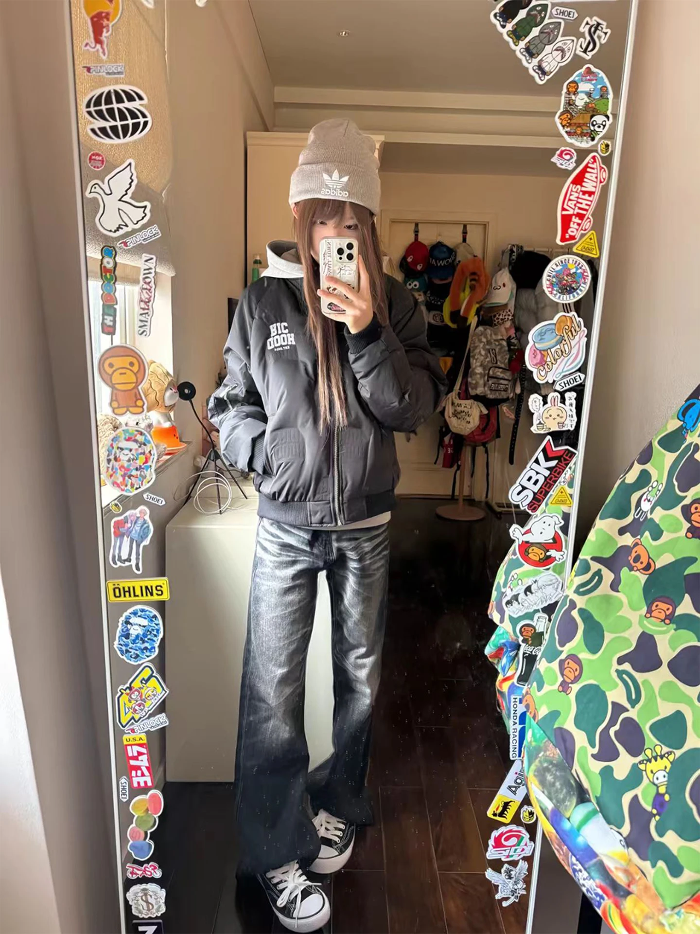 

Мужские джинсы Bla Waed свободного прямого кроя, осенне-зимние, в американском уличном стиле, Cleanfit, со средней посадкой, на молнии