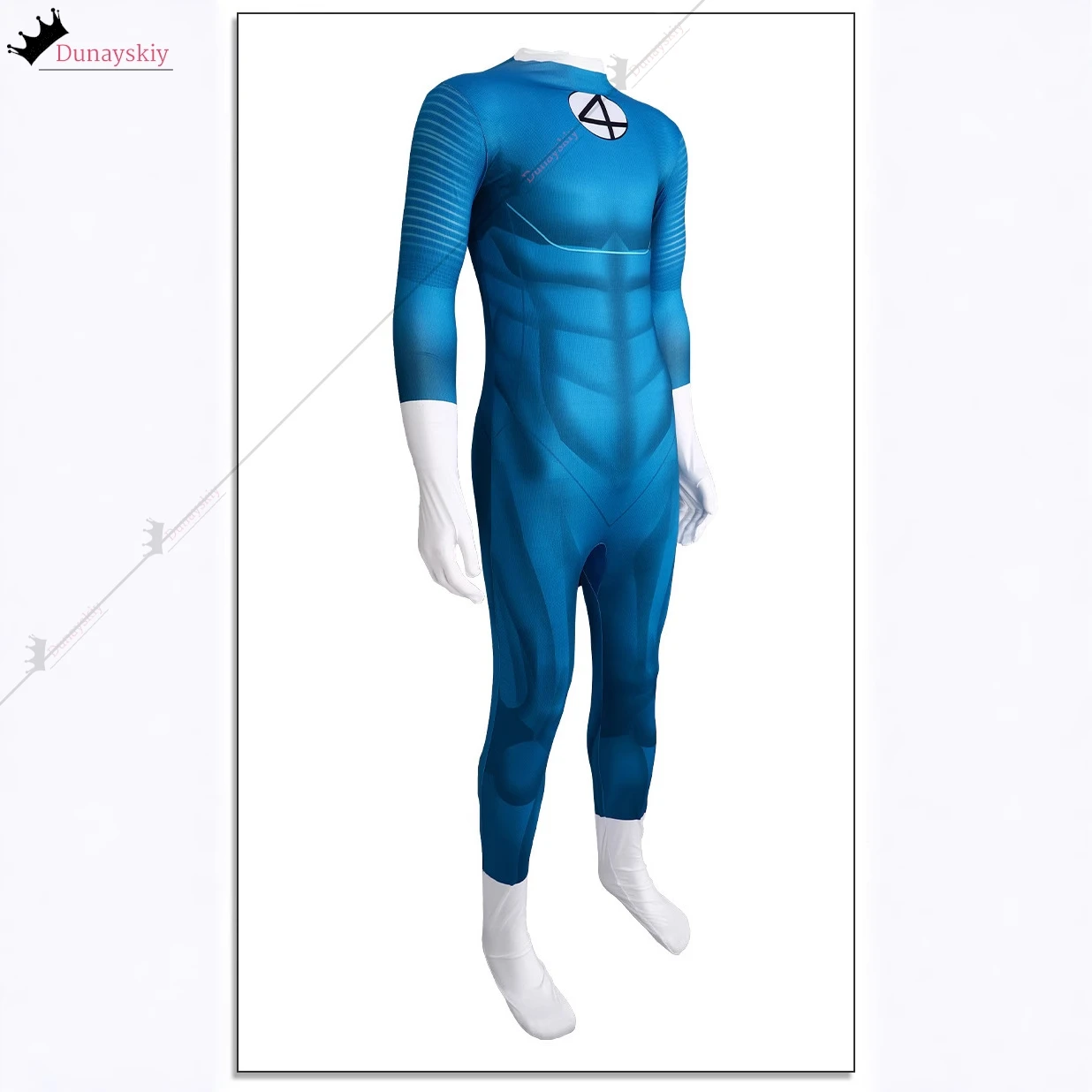Movie Fantastic Cos Four Reed Richards Cosplay Costume Socks With Jumpsuit Blue Jumpsuit Party Invisible Man Role-playing Suit