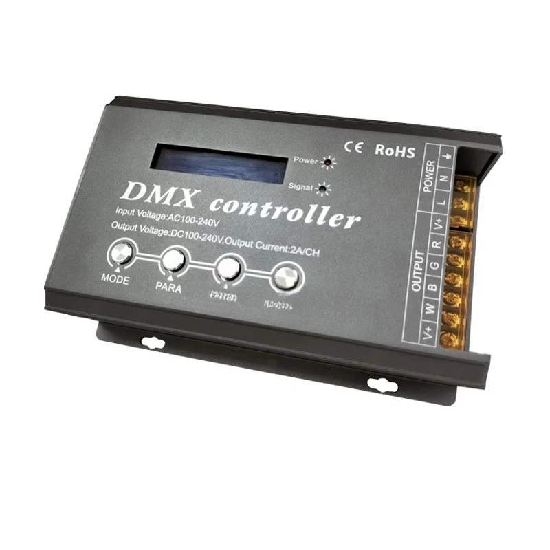 

220V high voltage light strip dmx512 high voltage decoder LCD display RGB/RGBW light strip 4 channel console dimming