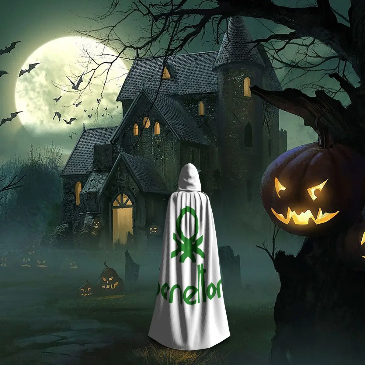 United Colors Of Benetton Long Hooded Cloak Witch Medieval Costume Cosplay Cape HalloweenVampire Adult Unisex view 6