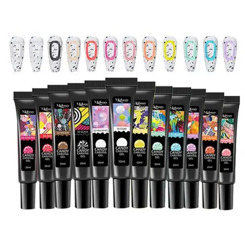 

12pcs Nail Sculpting Carving Manicure Products Professionals Accessories Glue Builder Gel Molding Gel