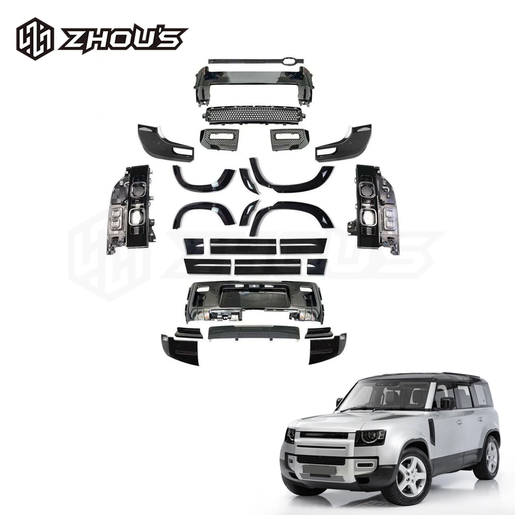 Car Accessories Front Rear Bumper Grill Vents Wheel Arche Fender Flare Body Kit For Land Rover Defender 90 110 L663 2020+