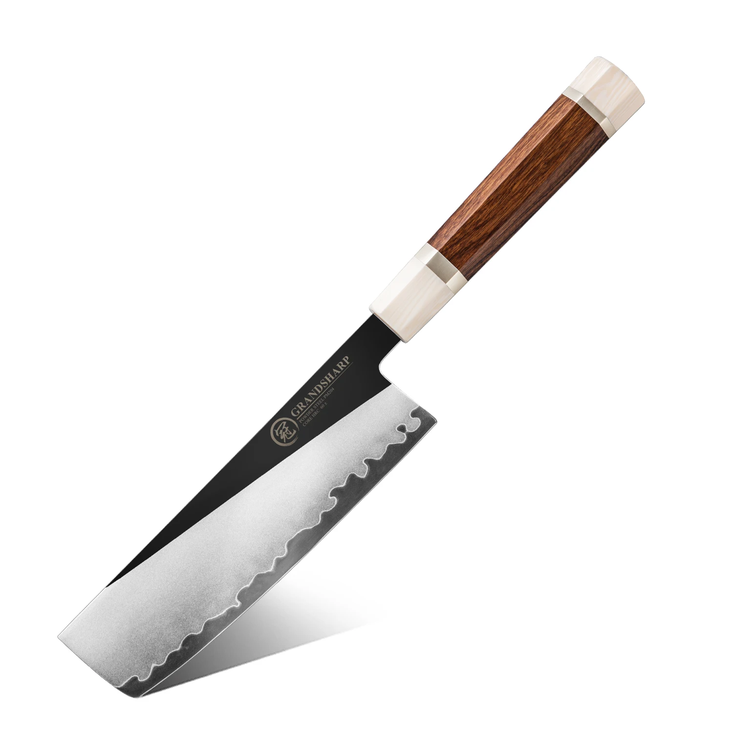 Grandsharp 6.5''Nakiri Knife PM204 Steel Core 3 Layer Composite Professional Vegetable Knife for Chopping Slicing Kitchen Tool
