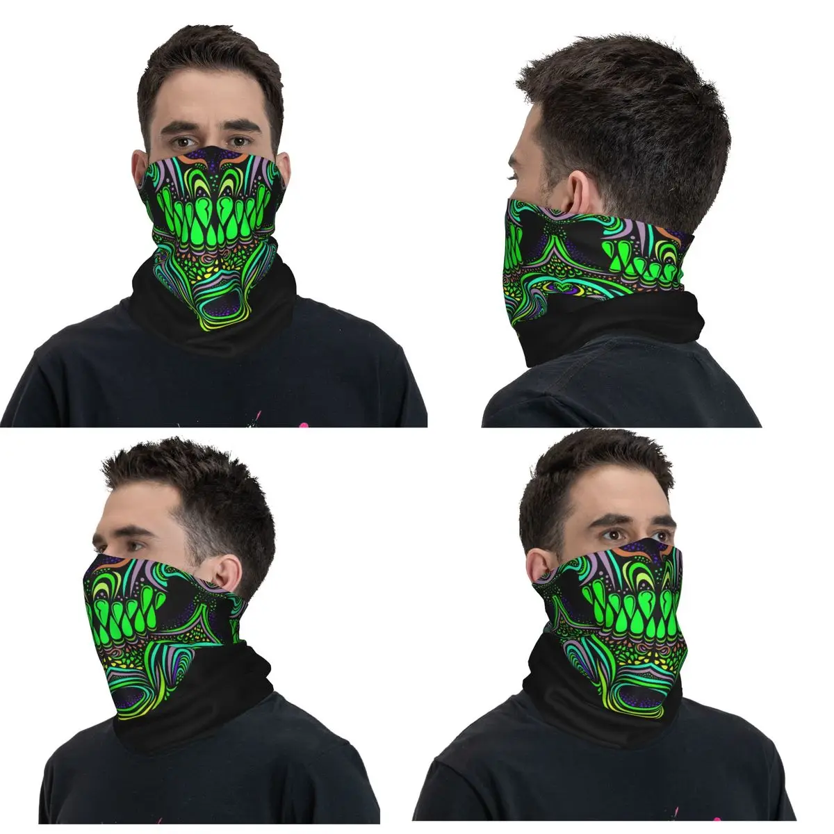 Psychedelic Skull Aphex Twin Trippy Pattern Crystal Castles Bandana Neck Gaiter Printed Wrap Scarf Balaclava Running Unisex