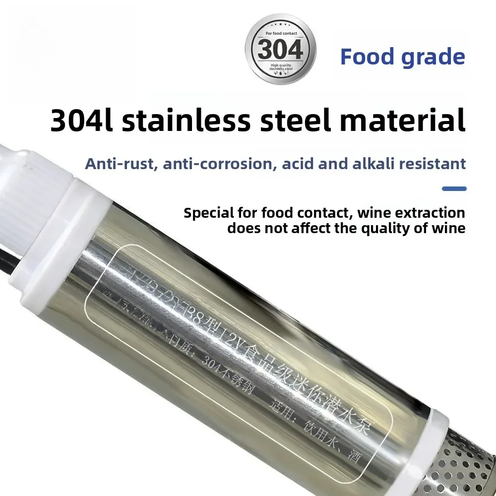 Durable Jidong 38 Food Grade 100W Lithium Battery Water Pump Durable Socket 20V Wine Pump 304 Stainless Steel Submersible Pump
