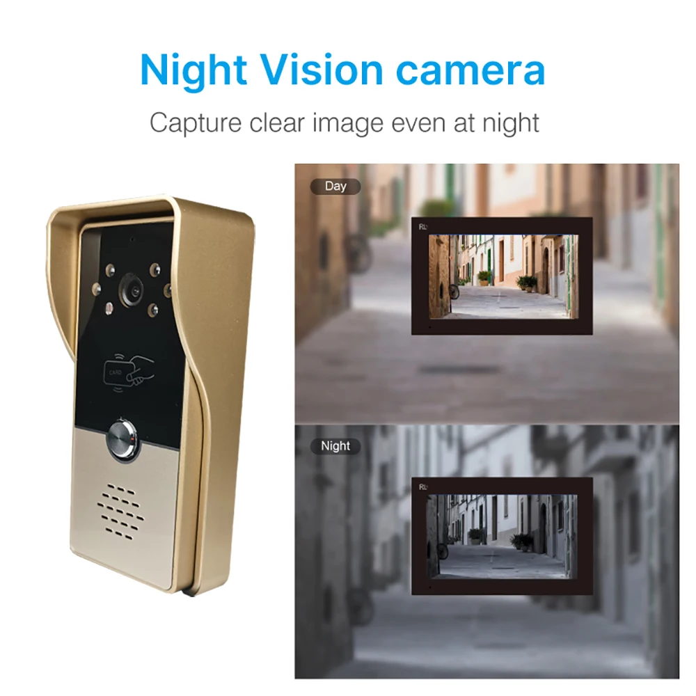 VIDEW 7 Inch Night Vision Door Entry Wired Video Intercom System RFID Unlock Camera Doorbell Door Phone For Home Villa Apartment