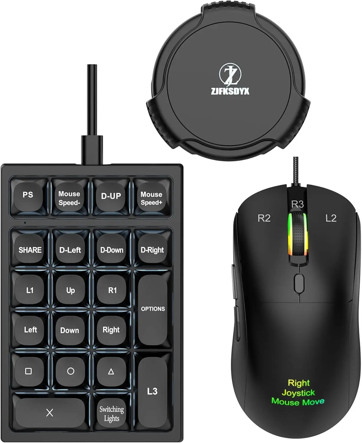 Keyboard and Mouse Converter Set for PS4 | 21-Key Mechanical Gaming Keyboard + Gaming Mouse | 1:1 PC Experience for FPS Games