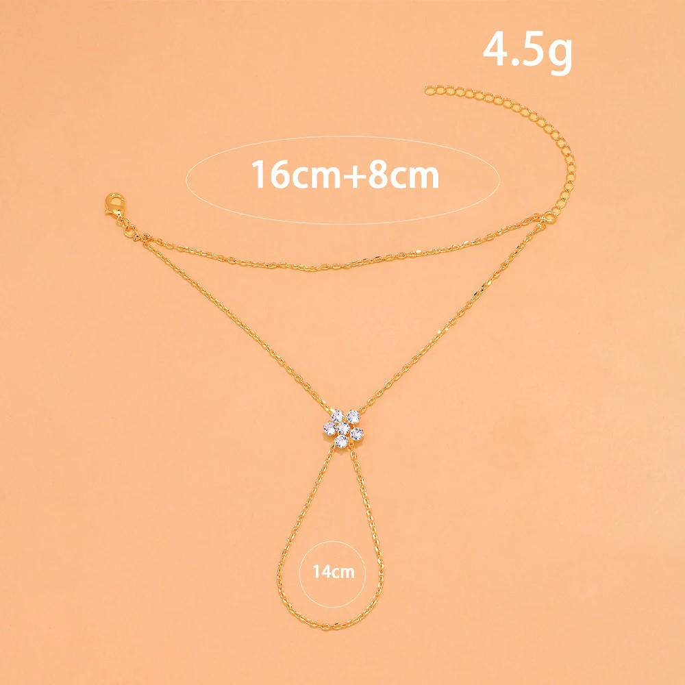 Simple Zircon Flower Bracelet Handmade Women Slave Accessories Dainty Personalized  Adjustable Hand Chain Bracelet Party Jewelry