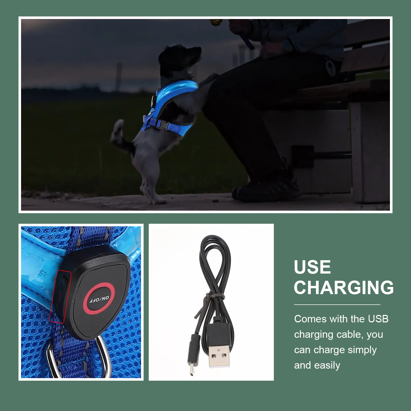 

Glowing LED Vest Lighted Harness Dog Set Reflective Running Gear Luminous Nylon Night