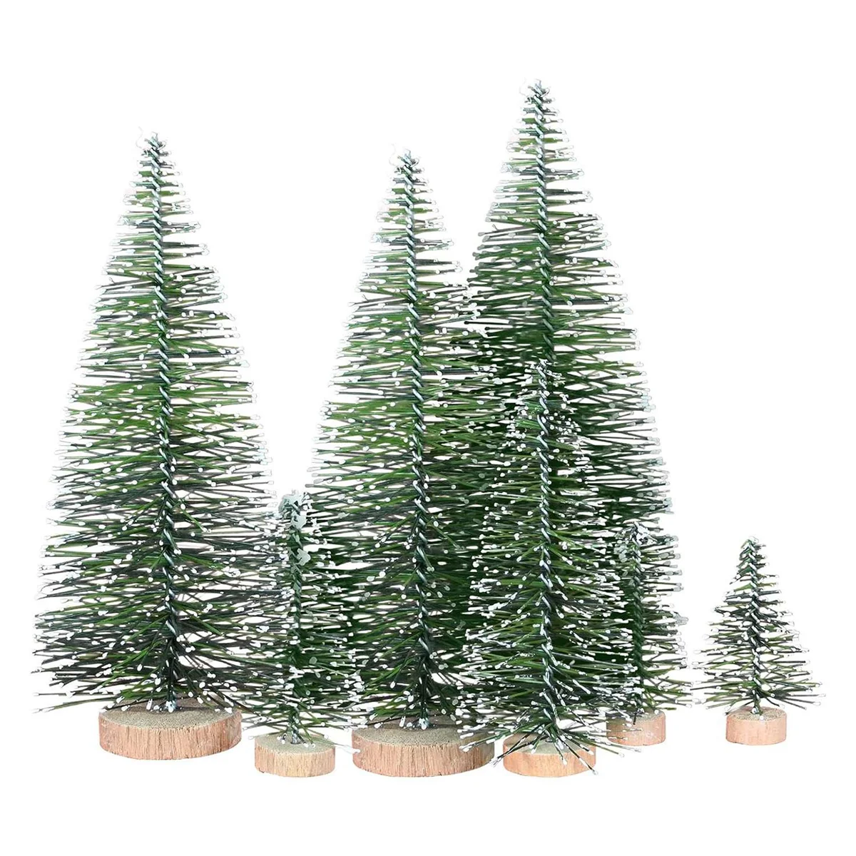 Image of 25 Stück künstliche Miniatur-Weihnachtsbäume in 5 Größen, mit Holzsockel für Dekoration, DIY, Party, Dekoration, Kunsthandwerk