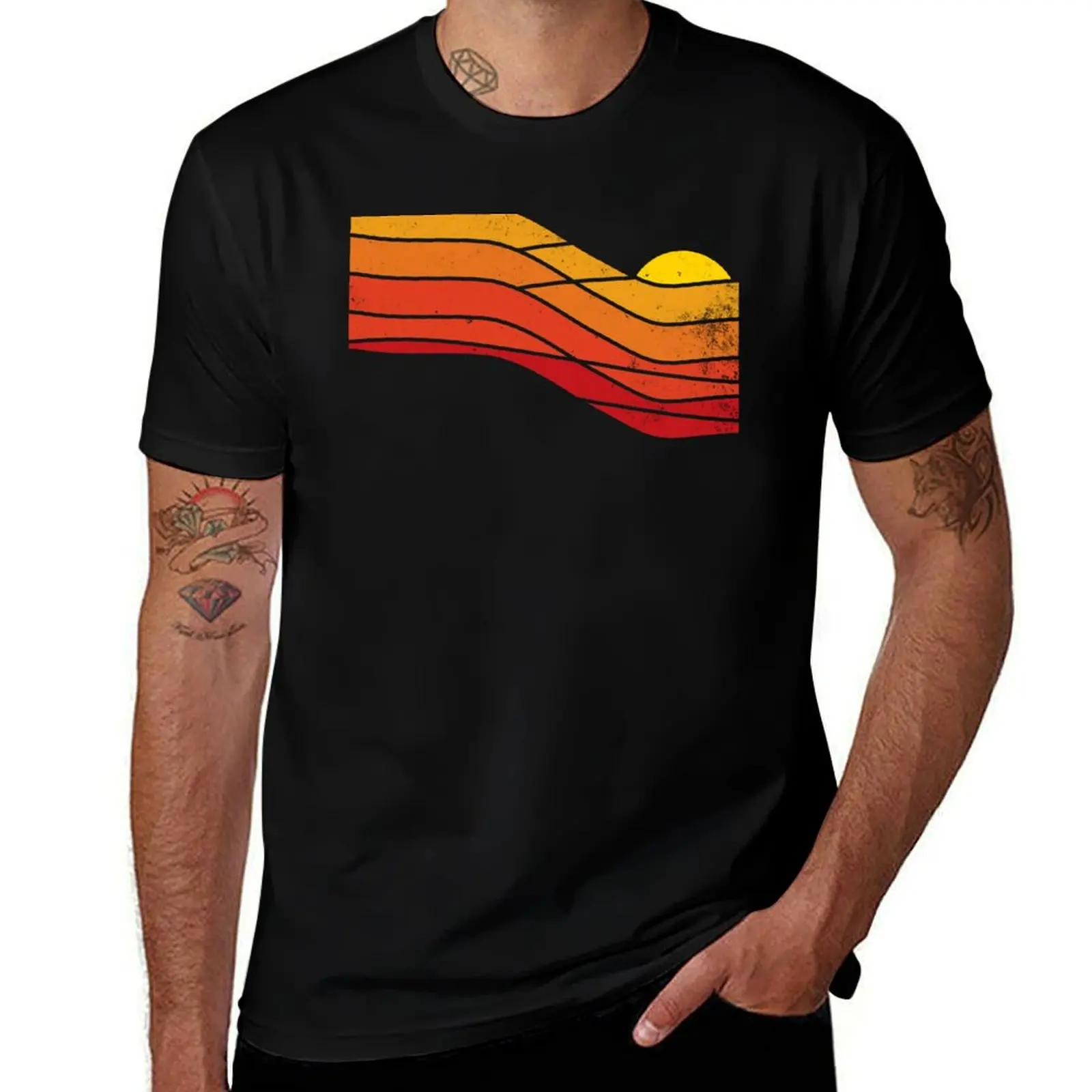 

70s retro Sunset T-Shirt anime clothes hippie clothes shirts graphic tee t shirt for men
