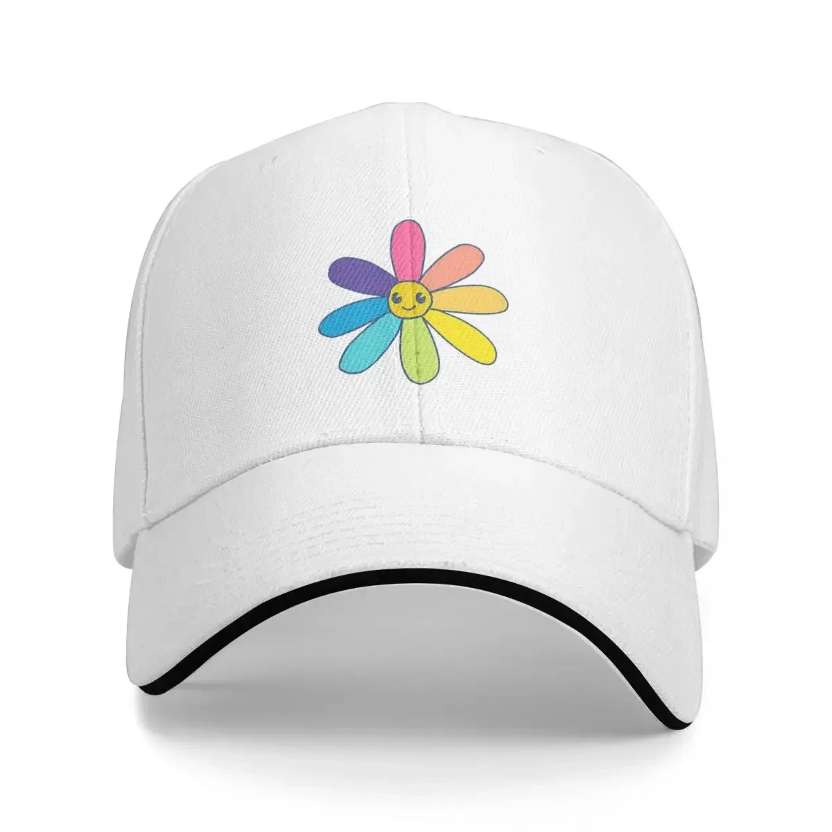 Cute Hand Drawn Rainbow Flower Baseball Caps Snapback Fashion Baseball Hats Breathable Casual Outdoor For Men's And Women's