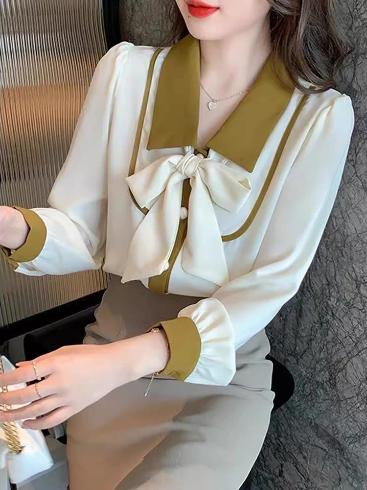 

Ранняя осень-зима, европейские женские шифоновые модные базовые слои с узлом, повседневные прямые длинные све