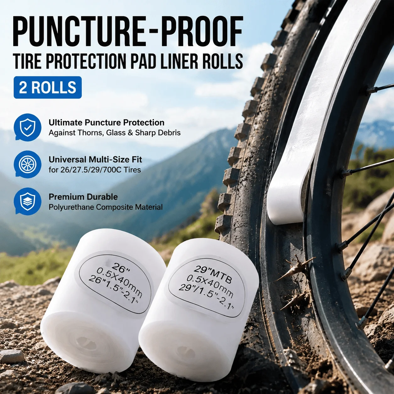 Bike Tire Liner Puncture Proof Tape MTB Road Bike Anti-Puncture Protection Pad High Durable Tube Protector Guard Flat Prevention