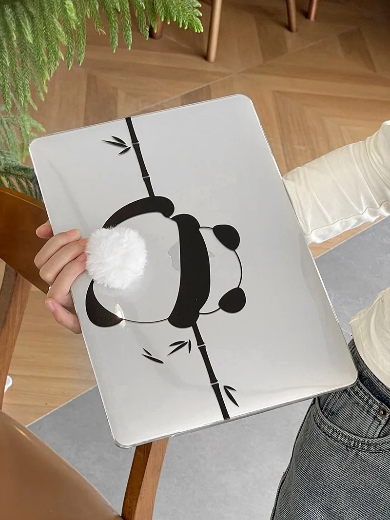 2024 New Creative Panda 3D Plush Leather Case  for 2023 Macbook M3 M2 Air15 A2941 A3114 Air13.6 A2681 A3113 2022 Pro13/14 M2 M1