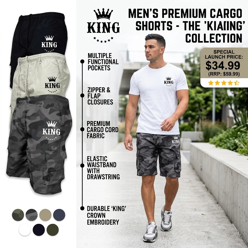 Summer Mens Cargo Shorts Street Style Drawstring Casual Brand Men's Clothing