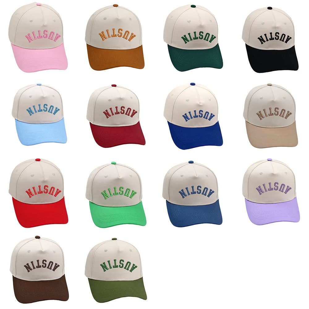 AUSTIN Trucker Hat Upside Down 3D Embroidery Two Tone Baseball Cap Adjustable Buckle Outdoor Leisure Hat