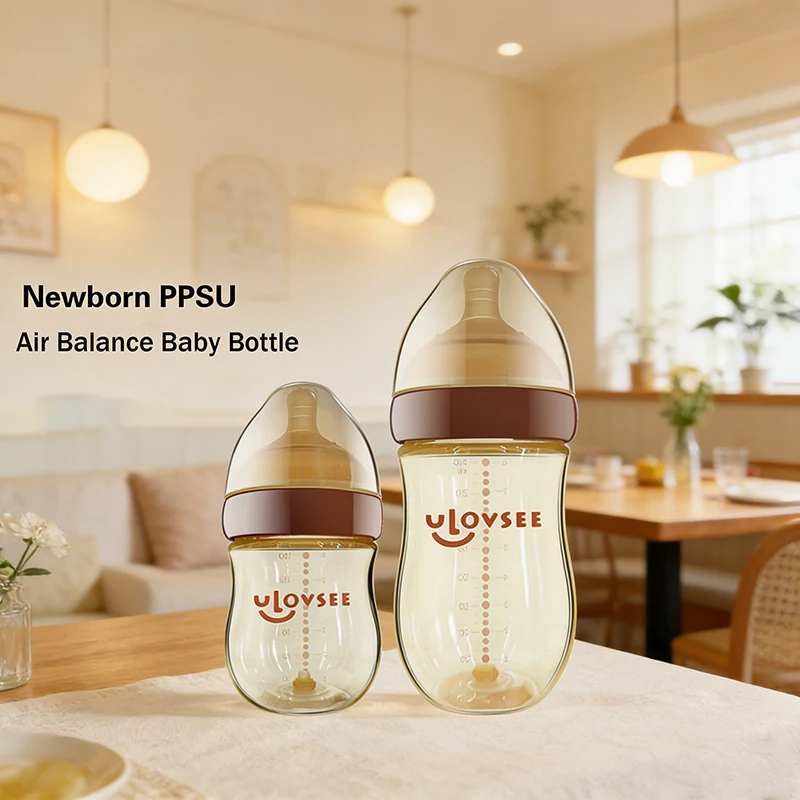 Neue 240ml/160ml PPSU Babyflasche & Sauger, Weithalsflasche mit Luftausgleichsventil am Boden, Hitzebeständige Milchflasche – Detail 7