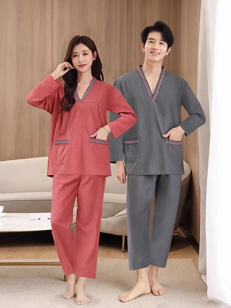 Men's Long Sleeve Sauna Robe Winter Bathing Suit Leggings Health Massage Parlor Foot Bath Shop Steam Bathing Clothes Cotton M...