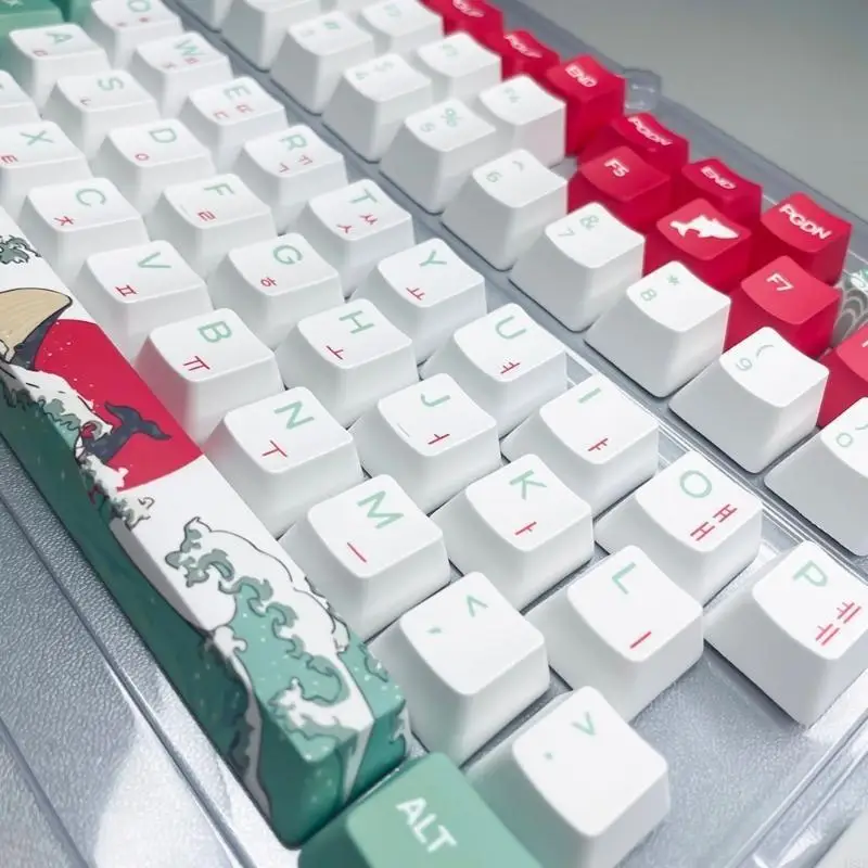 

462E Ergonomic XDA/OEM Profile Keycaps Coral Sea Theme Korean Keycaps for MX Switches 98 104 108 Mechanical Keyboard