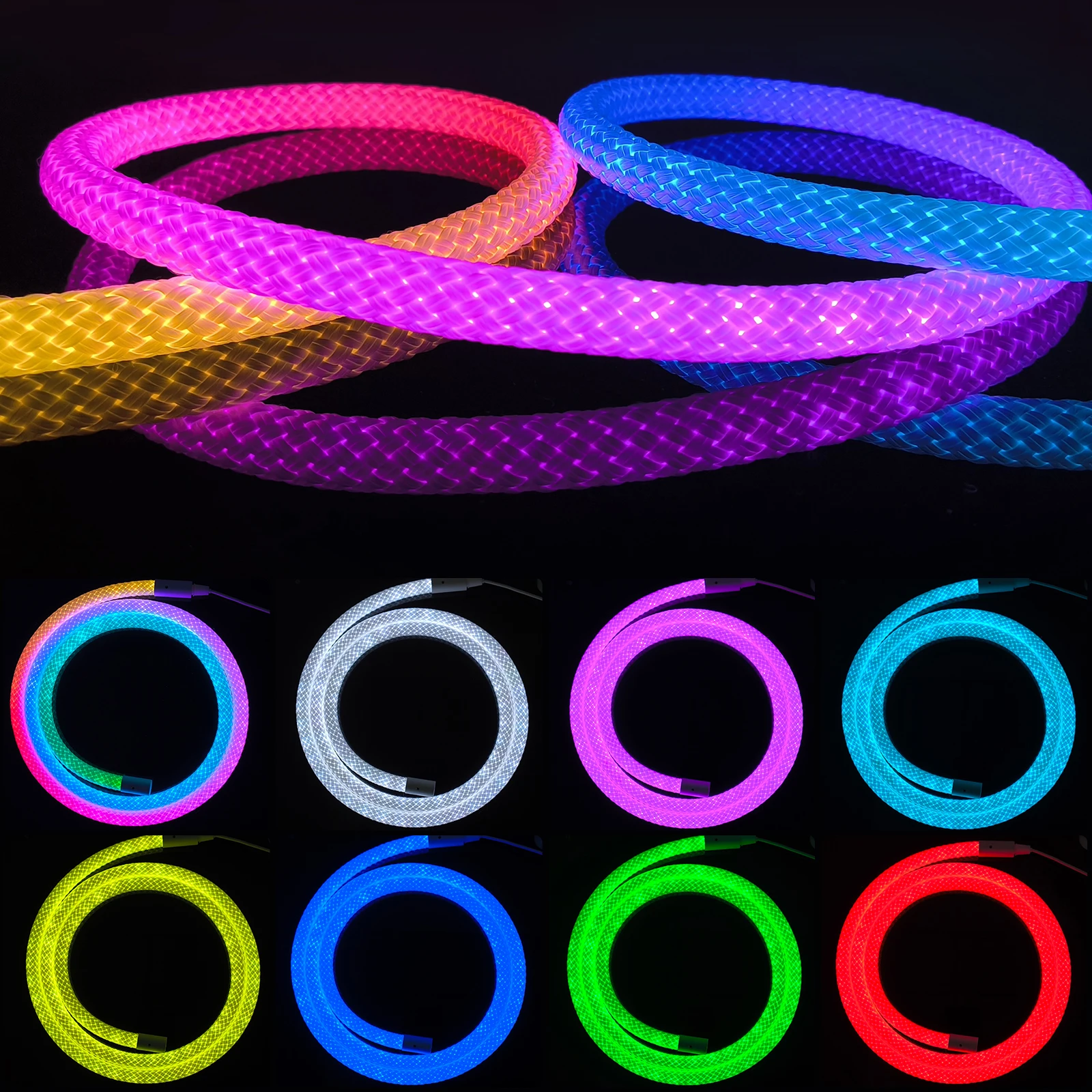 

Гирлянда RGB, прочная неоновая светодиодная лента, освещение на 360 градусов, водонепроницаемость 5 В, IP67, синхронизированная музыкальная гирлянда