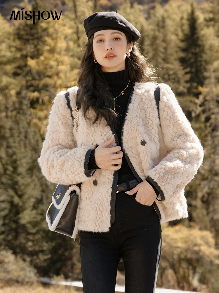 MISHOW Winter Faux Fur Coat for Women 2023 Fashion Imitation Lamb Wool Fur Integrated Jacket Thick Warm Coats Female MXC53W0236