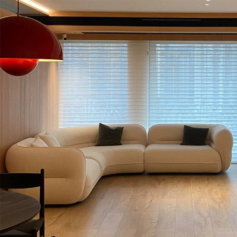 Lamb wool Internet celebrity large flat living room light luxury model room fabric sofa