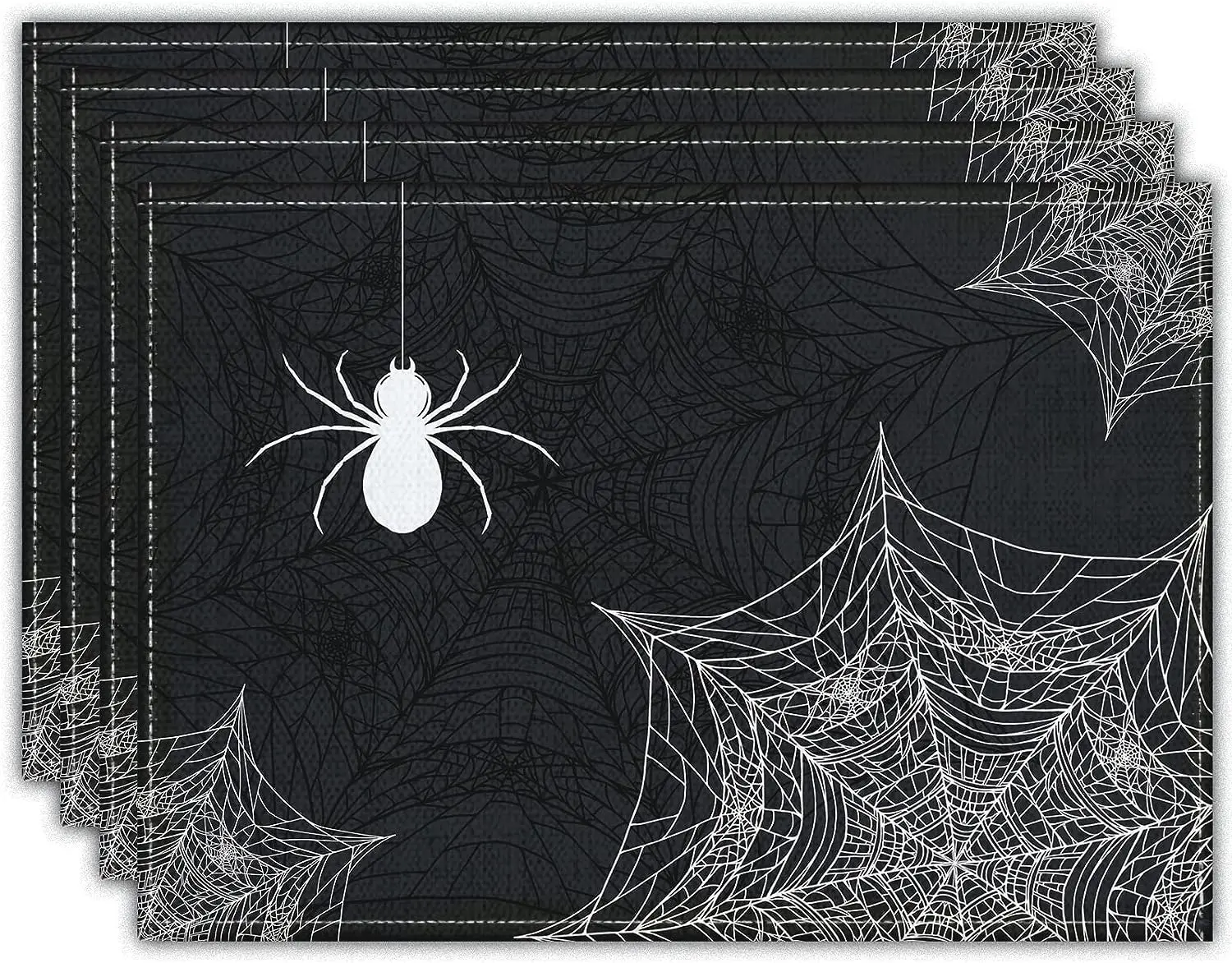 Halloween Spider Web Gothic Placemats Set of 4 12x18 Inch Fall Autumn Table Placemats Waterproof Washable for Seasonal Holiday