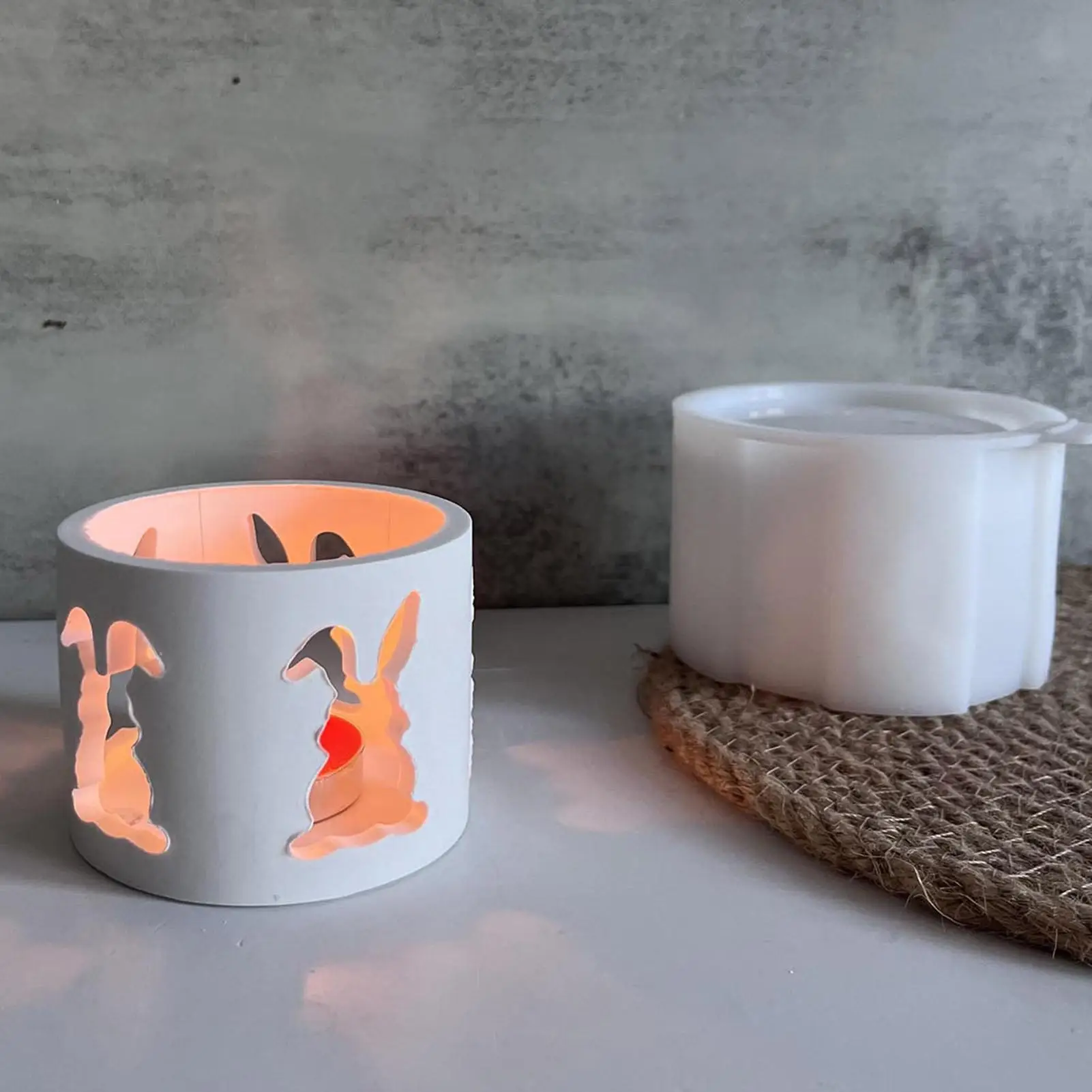 

Candle Holder Molds Soft Non Stick Mould Hollow Rabbit Design Tea Light Candle Holder Mold For Wax Epoxy Resin Plaster Soybeans