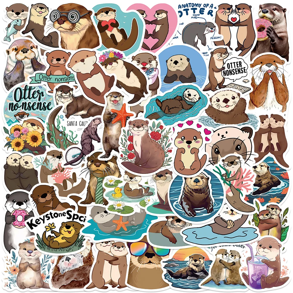 50pcs Cute Cartoon Animal Otter Stickers For Laptop Water Bottle Luggage Notebook Phone Waterproof Graffiti Vinyl Decals