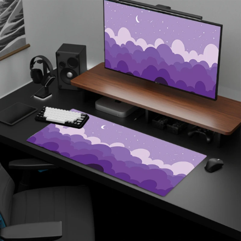 

Kawaii Cartoon Mousepad Pink Purple Keyboard Pad Pastel Clouds Rubber Desk Mats Gaming Mouse Mat Office HD Accessories