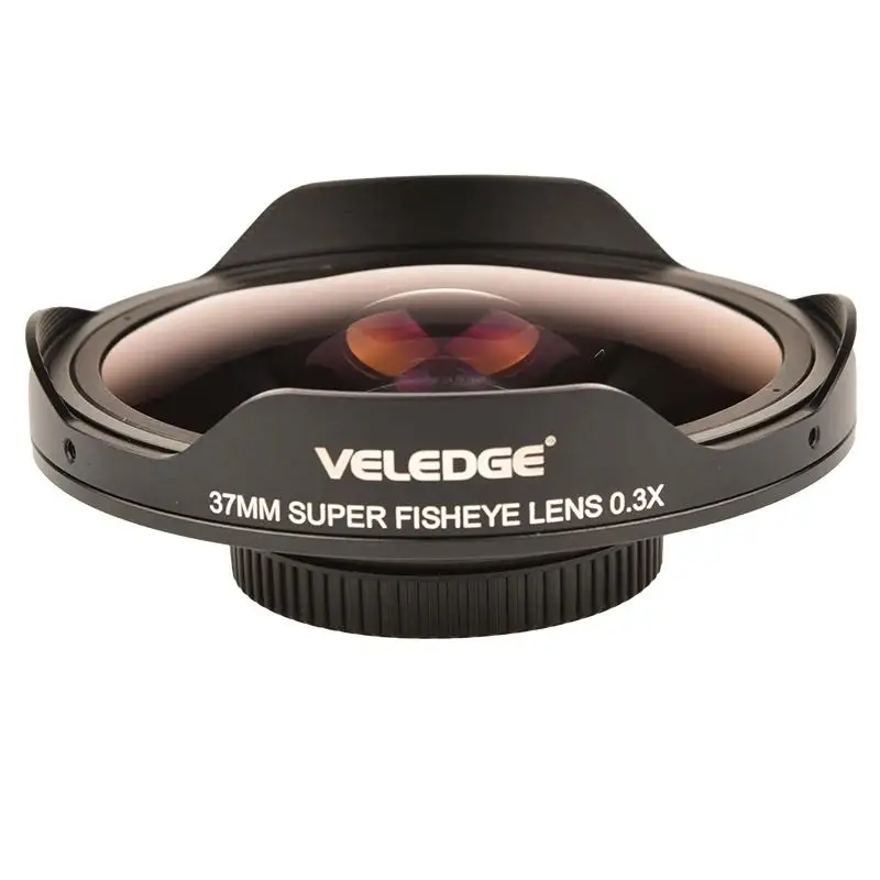 37MM/43MM Vlogmagic 0.3X HD Ultra Fisheye Lens Adapter with Hood Only for Video Cameras Camcorders Low-Dispersion Glass